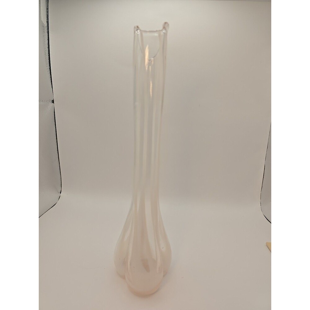 VTG Clear Swung Vase 10" Frosted Rose Pattern On Bottom Stretch Glass